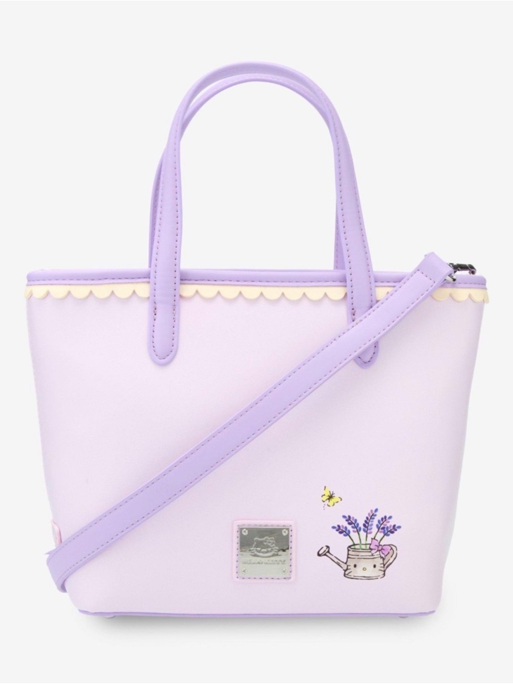 New Sanrio Hello Kitty Lavender Tote with Floral Medallion - Picture 3 of 5